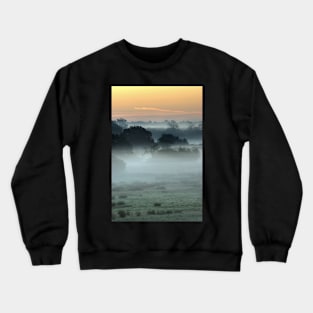 Pre-dawn light and mist over water meadows Crewneck Sweatshirt